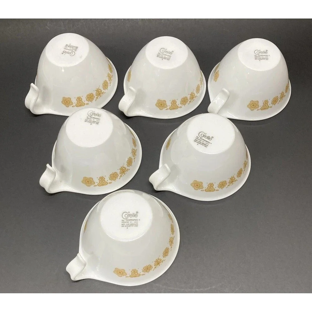 Corelle by Corning Butterfly Gold Coffee Tea Cups and Saucers Set of 4